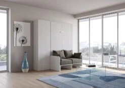 Armoire Lit 140x190 Cm Avec Canapé Et Colonne De Rangement Bois Blanc Kanto -Disney Cars Soldes armoire lit 120x190 cm avec canape et colonne de rangement bois blanc kanto 3666722810401 1318636