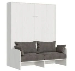 Armoire Lit 140x190 Cm Avec Canapé Et Colonne De Rangement Bois Blanc Kanto -Disney Cars Soldes armoire lit 120x190 cm avec canape et colonne de rangement bois blanc kanto 3666722810401 1318637