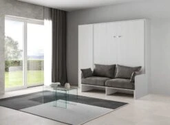 Armoire Lit 120x190 Cm Avec Canapé Et Colonne De Rangement Bois Blanc Kanto -Disney Cars Soldes armoire lit 120x190 cm avec canape et colonne de rangement bois blanc kanto 8050598027271 691342