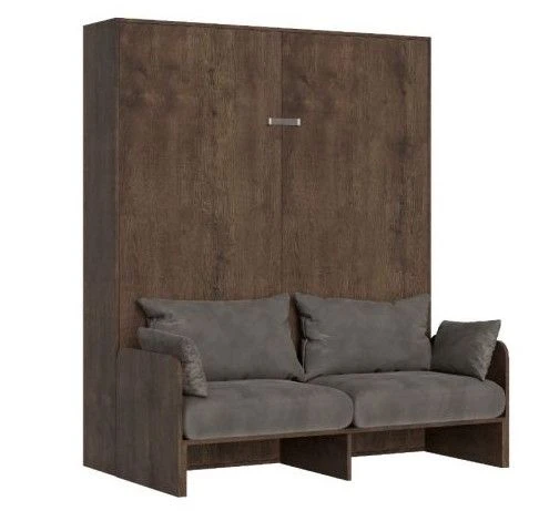Armoire Lit 160x190 Cm Avec Canapé Et Colonne De Rangement Bois Noyer Kanto 4 Armoire Lit 160x190 Cm Avec Canapé Et Colonne De Rangement Bois Noyer Kanto – Image 2