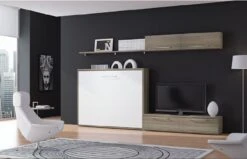 Ensemble Lit Escamotable 90x190 Cm Et Meubles De Salon Optima