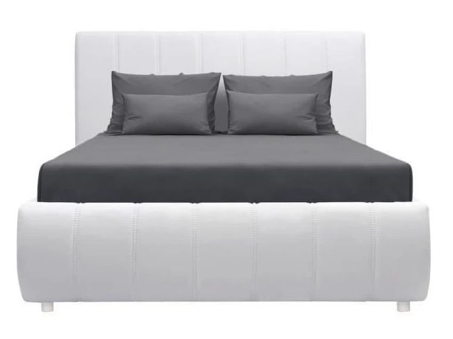 Lit Adulte 140 X 190 Cm + Coffre De Rangement - Simili Blanc - Sommier Inclus - CLOUD