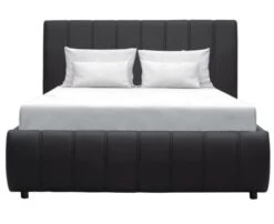 Lit Adulte 140 X 190 Cm + Coffre De Rangement - Simili Noir - Sommier Inclus - CLOUD