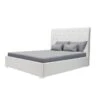 Lit Adulte 160 X 200 Cm Tete De Lit Capitonnée + Coffre De Rangement - Simili Blanc - Sommier Inclus - MILES