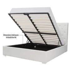 Lit Adulte 160 X 200 Cm Tete De Lit Capitonnée + Coffre De Rangement - Simili Blanc - Sommier Inclus - MILES -Disney Cars Soldes lit adulte 160 x 200 cm tete de lit capitonnee coffre de rangement simili blanc sommier inclus miles 3612400217802 535835