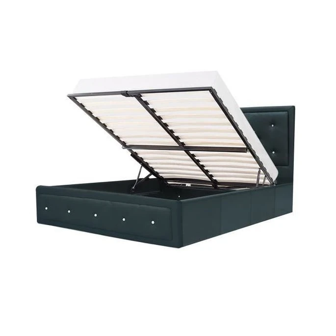 Lit Adulte Capitonné 160 X 200 Cm + Coffre De Rangement - Simili Noir - VIRGINIA 5 Lit Adulte Capitonné 160 X 200 Cm + Coffre De Rangement - Simili Noir - VIRGINIA – Image 3