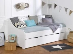 Lit Banquette Gigogne 80x200 Cm Bois Blanc Calli