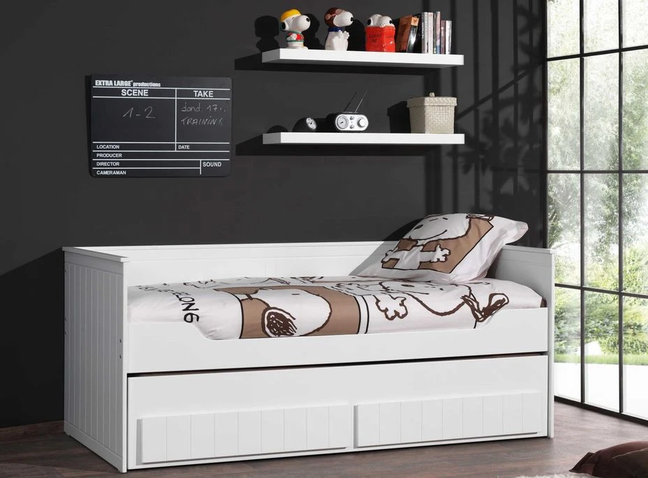 Lit Banquette Gigogne 90x200 Cm Bois Laqué Blanc Robin 6 Lit Banquette Gigogne 90x200 Cm Bois Laqué Blanc Robin – Image 4