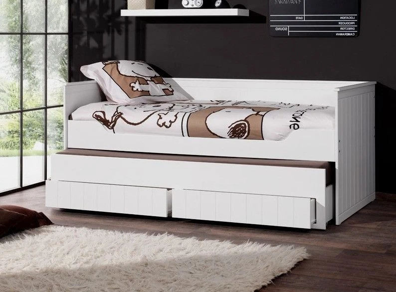 Lit Banquette Gigogne 90x200 Cm Bois Laqué Blanc Robin 4 Lit Banquette Gigogne 90x200 Cm Bois Laqué Blanc Robin – Image 2