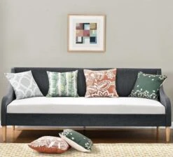 Lit Banquette Tissu Lin Gris Foncé Boni 90