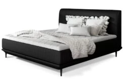 Lit Boxspring 140x200 Cm Simili Cuir Noir Sommier Et Matelas Inclus Mastera