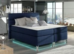 Lit Boxspring 140x200 Cm Tissu Bleu Foncé Mador