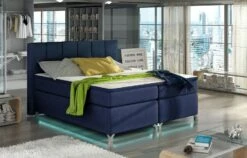 Lit Boxspring 140x200 Cm Tissu Bleu Marine Balfor