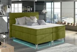 Lit Boxspring 140x200 Cm Tissu Doux Vert Anis Mador