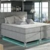 Lit Boxspring 140x200 Cm Tissu Gris Clair Mador