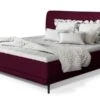 Lit Boxspring 140x200 Cm Velours Bordeaux Sommier Et Matelas Inclus Mastera