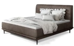 Lit Boxspring 140x200 Cm Velours Marron Clair Sommier Et Matelas Inclus Mastera