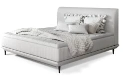 Lit Boxspring 160x200 Cm Simili Cuir Blanc Sommier Et Matelas Inclus Mastera