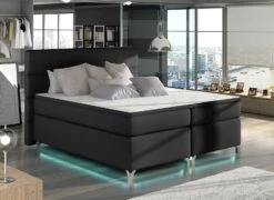 Lit Boxspring 180x200 Cm Simili Cuir Noir Mador