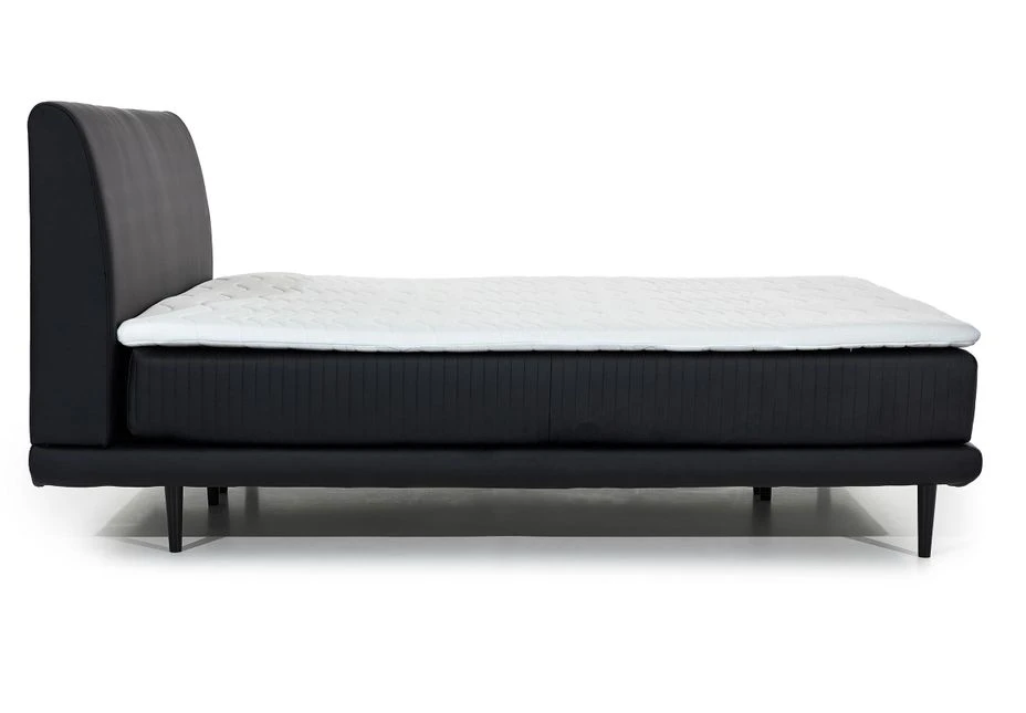 Lit Boxspring 160x200 Cm Simili Cuir Noir Sommier Et Matelas Inclus Mastera 6 Lit Boxspring 160x200 Cm Simili Cuir Noir Sommier Et Matelas Inclus Mastera – Image 4