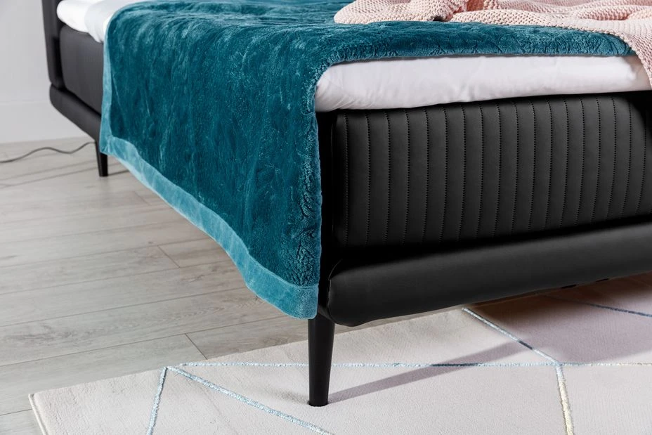 Lit Boxspring 160x200 Cm Simili Cuir Noir Sommier Et Matelas Inclus Mastera 12 Lit Boxspring 160x200 Cm Simili Cuir Noir Sommier Et Matelas Inclus Mastera – Image 10