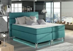 Lit Boxspring 160x200 Cm Tissu Vert émeraude Mador