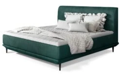 Lit Boxspring 160x200 Cm Velours Vert Sommier Et Matelas Inclus Mastera