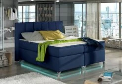 Lit Boxspring 180x200 Cm Tissu Bleu Marine Balfor