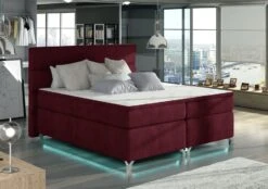 Lit Boxspring 180x200 Cm Tissu Bordeaux Mador
