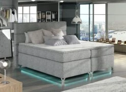 Lit Boxspring 180x200 Cm Tissu Gris Clair Mador