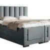 Lit Boxspring électrique Velours Gris Avec Matelas Et Surmatelas Arkos