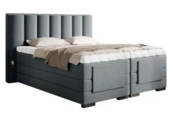 Lit Boxspring électrique Velours Gris Avec Matelas Et Surmatelas Arkos