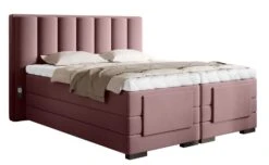 Lit Boxspring électrique Velours Rose Poudré Avec Matelas Et Surmatelas Arkos
