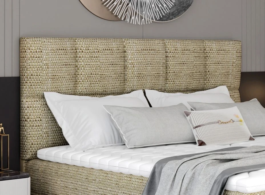 Lit Boxspring Tissu Beige Chiné Avec Matelas Et Surmatelas Lizen 4 Lit Boxspring Tissu Beige Chiné Avec Matelas Et Surmatelas Lizen – Image 2