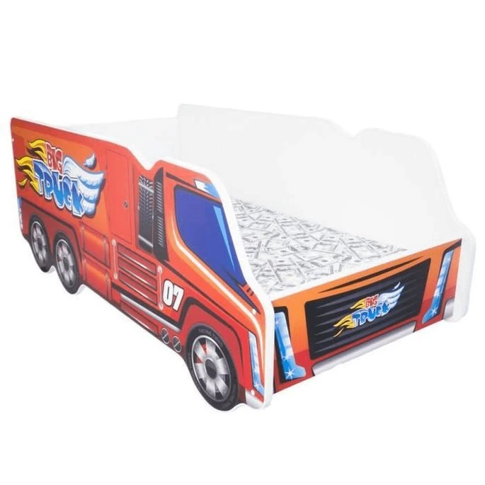 Lit Camion Poids Lourd Rouge 70x140 Cm - Sommier Et Matelas Inclus 3 Lit Camion Poids Lourd Rouge 70x140 Cm - Sommier Et Matelas Inclus