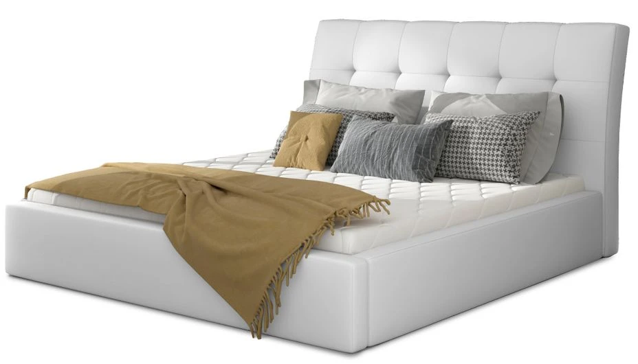 Lit Capitonné Avec Rangement Simili Cuir Blanc Klein 3 Lit Capitonné Avec Rangement Simili Cuir Blanc Klein