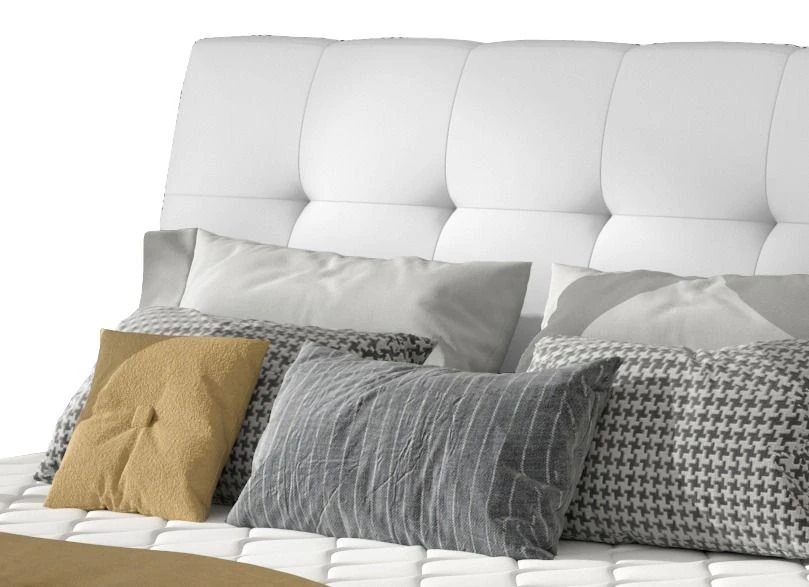 Lit Capitonné Avec Rangement Simili Cuir Blanc Klein 5 Lit Capitonné Avec Rangement Simili Cuir Blanc Klein – Image 3