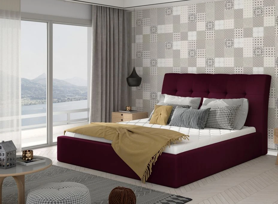 Lit Capitonné Avec Rangement Velours Prune Klein 4 Lit Capitonné Avec Rangement Velours Prune Klein – Image 2