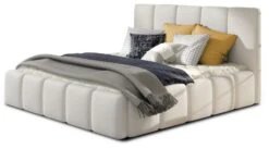 Lit Coffre 140x200 Cm Capitonné Simili Cuir Blanc Vika