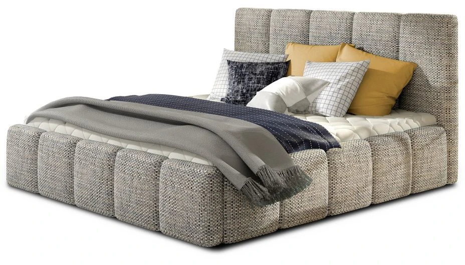 Lit Coffre 140x200 Cm Capitonné Tissu Gris Chiné Vika 2 Lit Coffre 140x200 Cm Capitonné Tissu Gris Chiné Vika