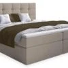 Lit Coffre Boxspring Avec Matelas Tissu Beige Kavin 180x200 Cm