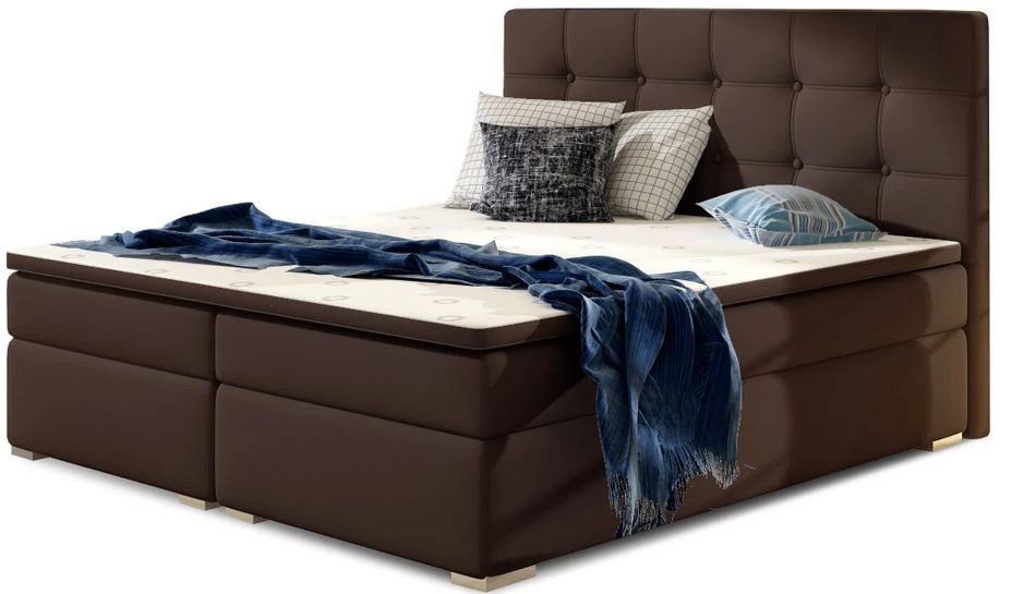 Lit Coffre Boxspring Simili Cuir Marron Avec Matelas Et Surmatelas Kavin 3 Lit Coffre Boxspring Simili Cuir Marron Avec Matelas Et Surmatelas Kavin