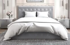 Lit Coffre Capitonné Velours Gris Korzi 140x190 Cm -Disney Cars Soldes lit coffre capitonne velours gris korzi 140x190 cm 3666722911238 1480051