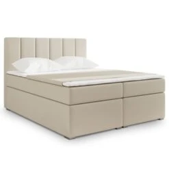 Lit Coffre Simili Beige Milan 160