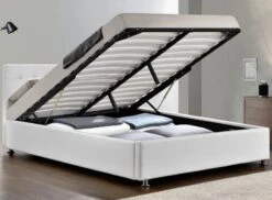 Lit Coffre Simili Cuir Blanc Pitola 180x200 Cm