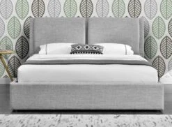 Lit Coffre Tissu Gris Clair Kelia 160x200 Cm