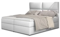 Lit Continental Capitonné Simili Cuir Blanc Weber