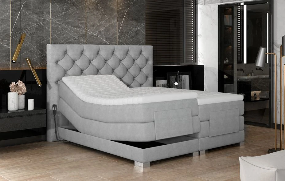 Lit Continental électrique Tissu Beige Clair Avec Matelas Et Surmatelas Karmen 17 Lit Continental électrique Tissu Beige Clair Avec Matelas Et Surmatelas Karmen – Image 15