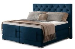 Lit Continental électrique Velours Bleu Avec Matelas Et Surmatelas Karmen