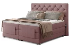Lit Continental électrique Velours Rose Clair Avec Matelas Et Surmatelas Karmen